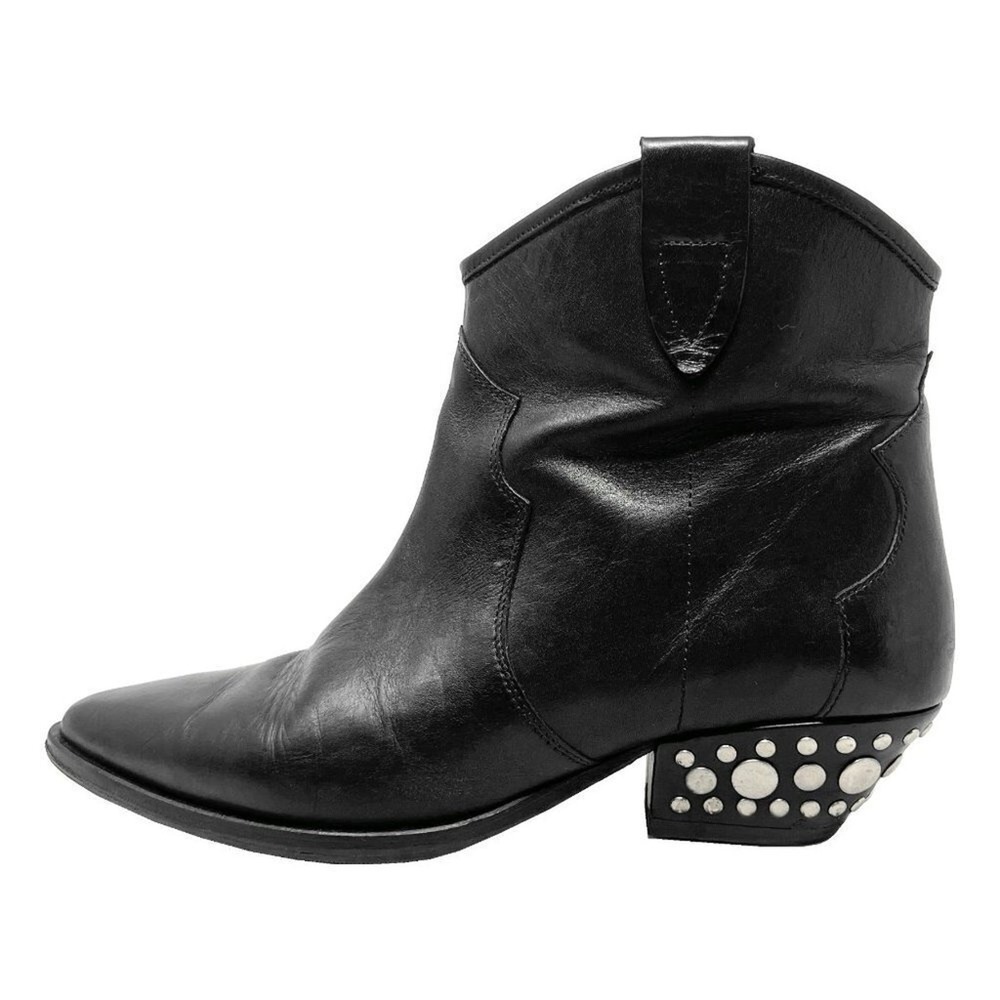 Isabel‎ Marant Dawyna Black Leather Studded Western Cowboy Boots 41